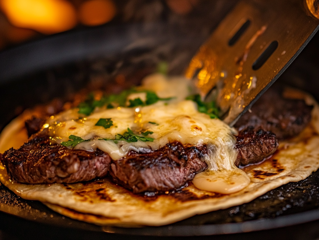 steak grilled cheese burrito cooking process