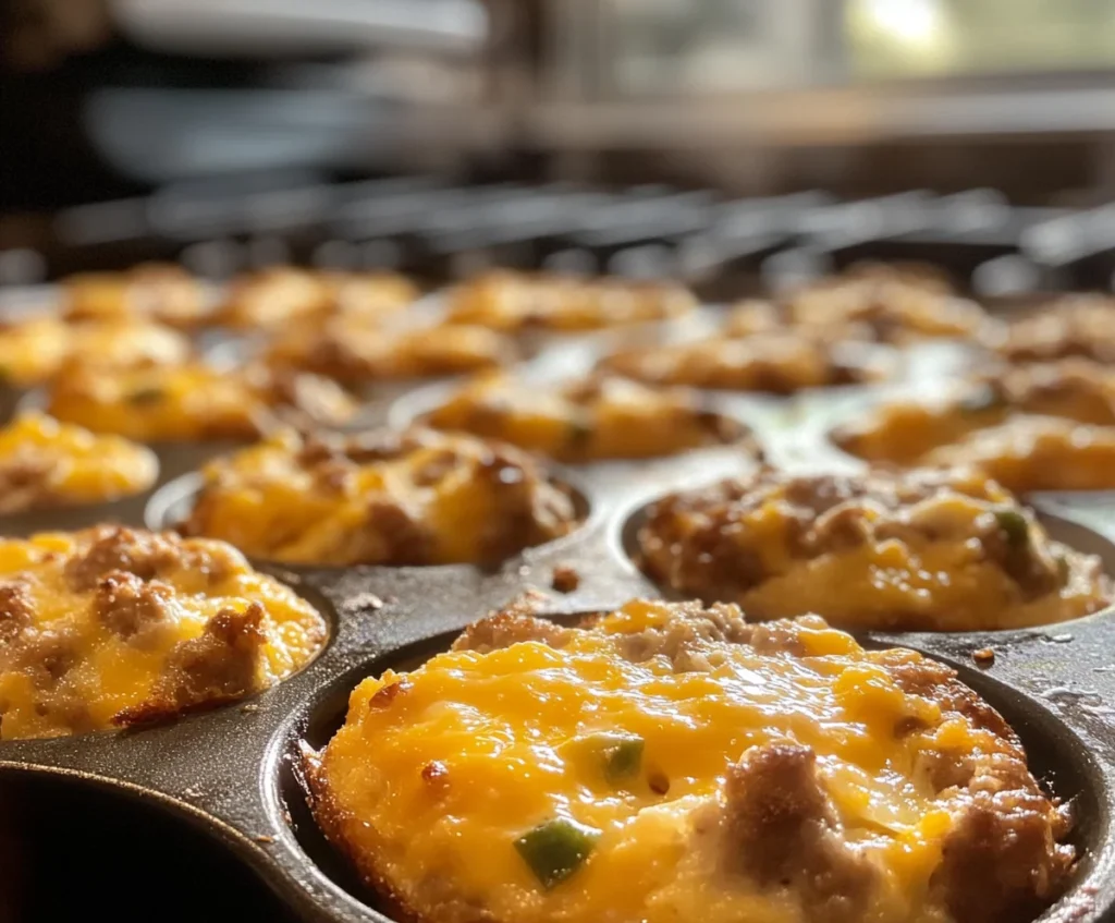 Sausage Egg and Cheese Muffins cooking