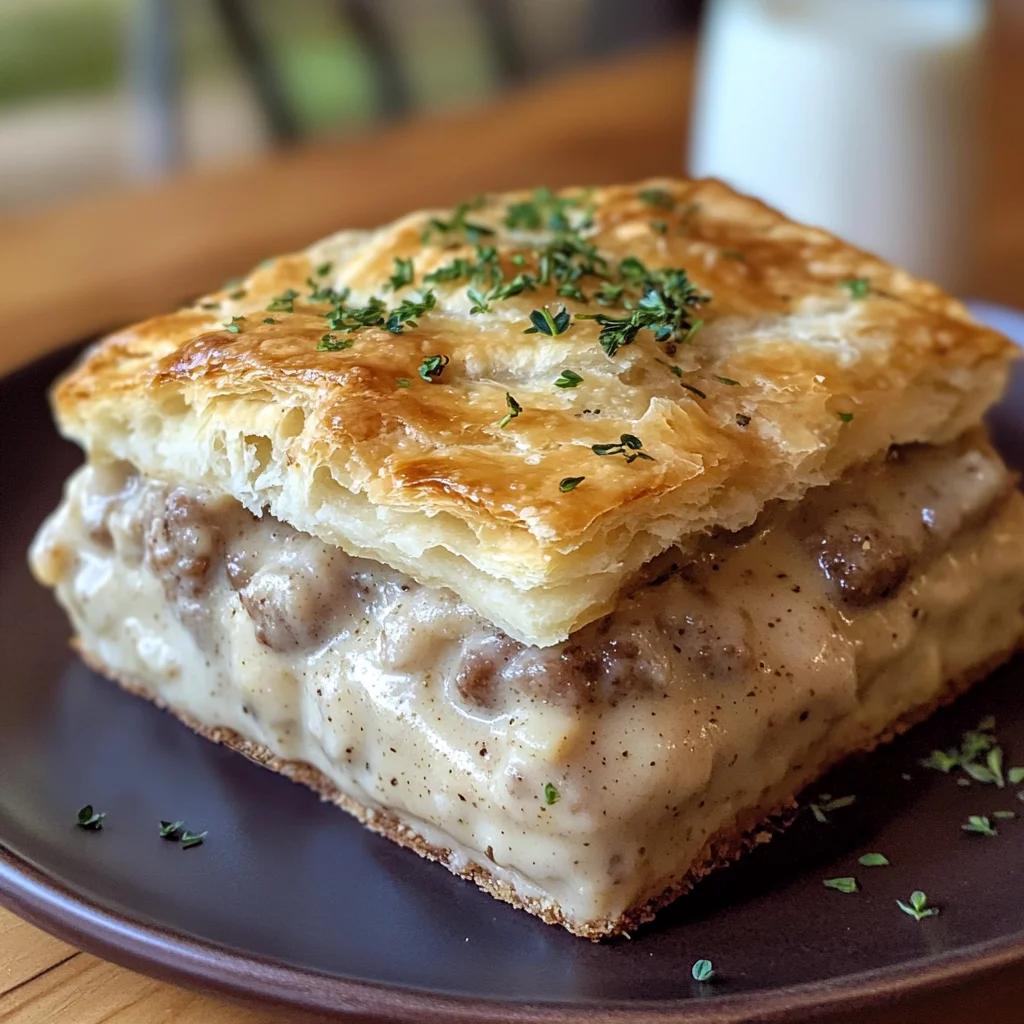Sausage Gravy and Biscuit Pie