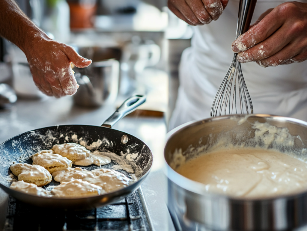 chicken biscuits and gravy​ cooking