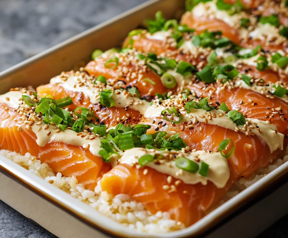 salmon sushi bake