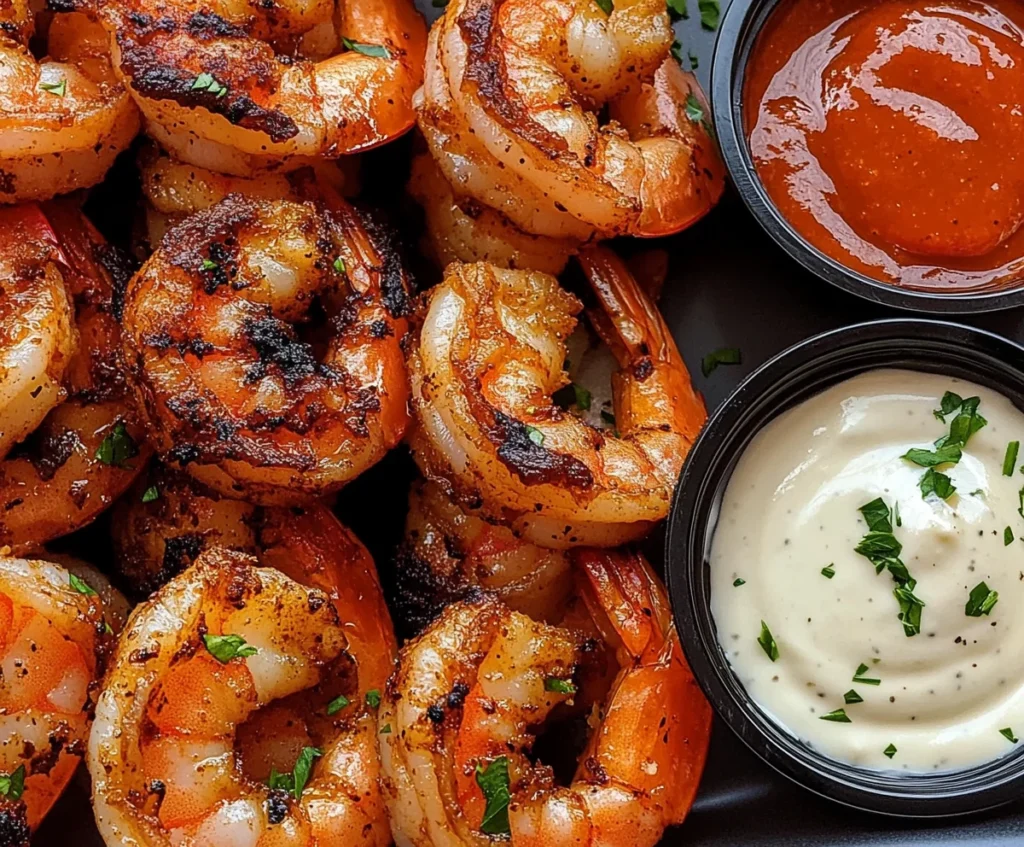 BBQ Shrimp Recipe: The Ultimate Guide to Grilled Flavor Perfection 4 BBQ shrimp served with corn, garlic bread, and coleslaw.