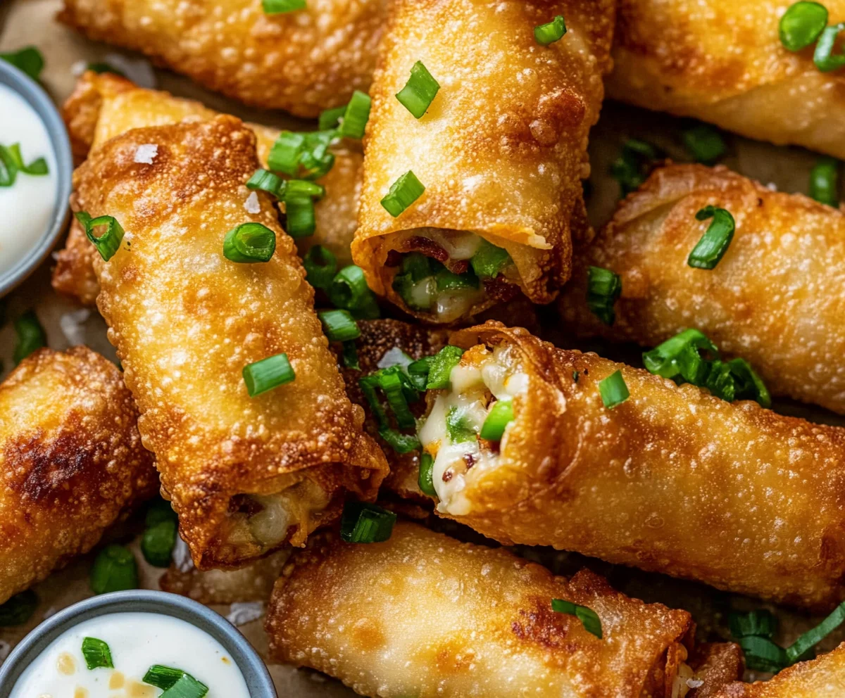 Cream cheese jalapeños wrapped in crispy egg roll wrappers