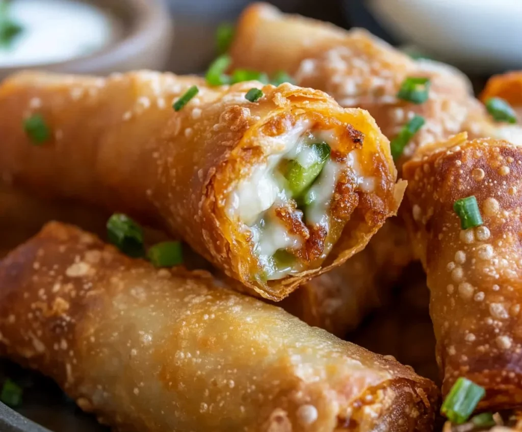 Jalapeño egg rolls with assorted dips