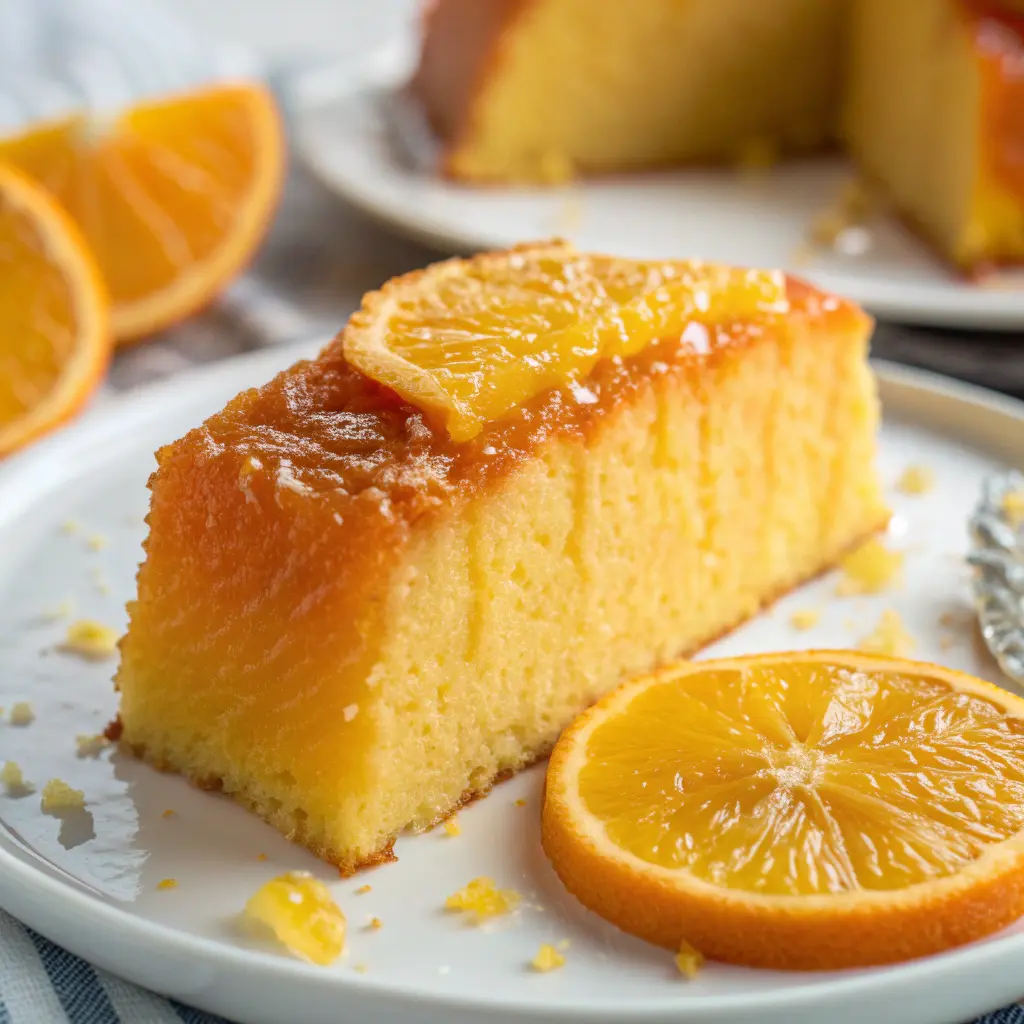 Orange pound cake recipe with fresh orange zest and slices