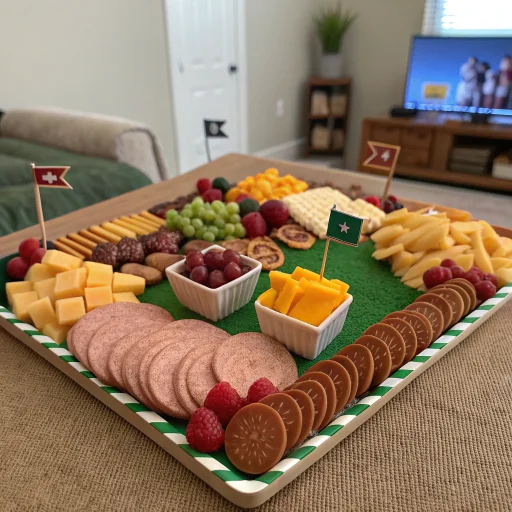 themed charcuterie board for game day