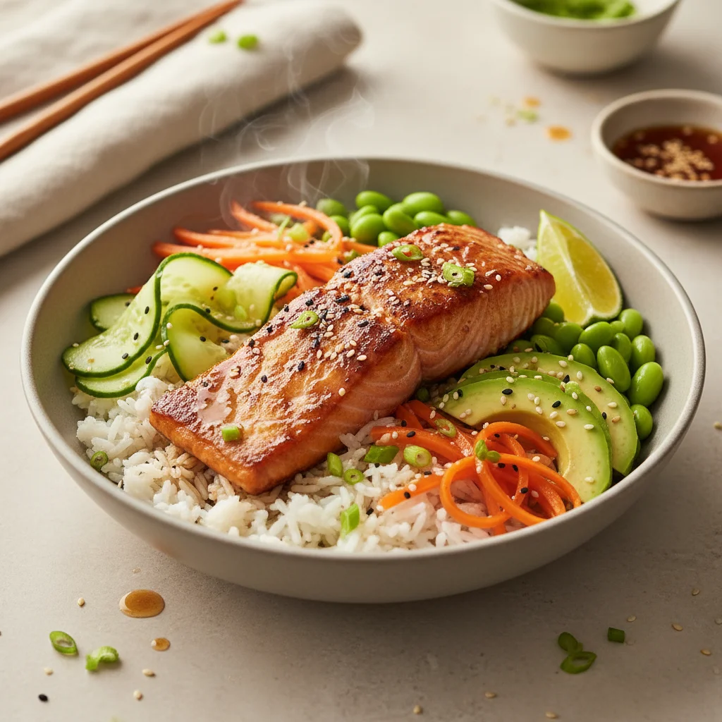 miso glazed salmon bowls 2 - Miso-Glazed Salmon Bowls – Healthy Salmon Dinner Bowl Idea