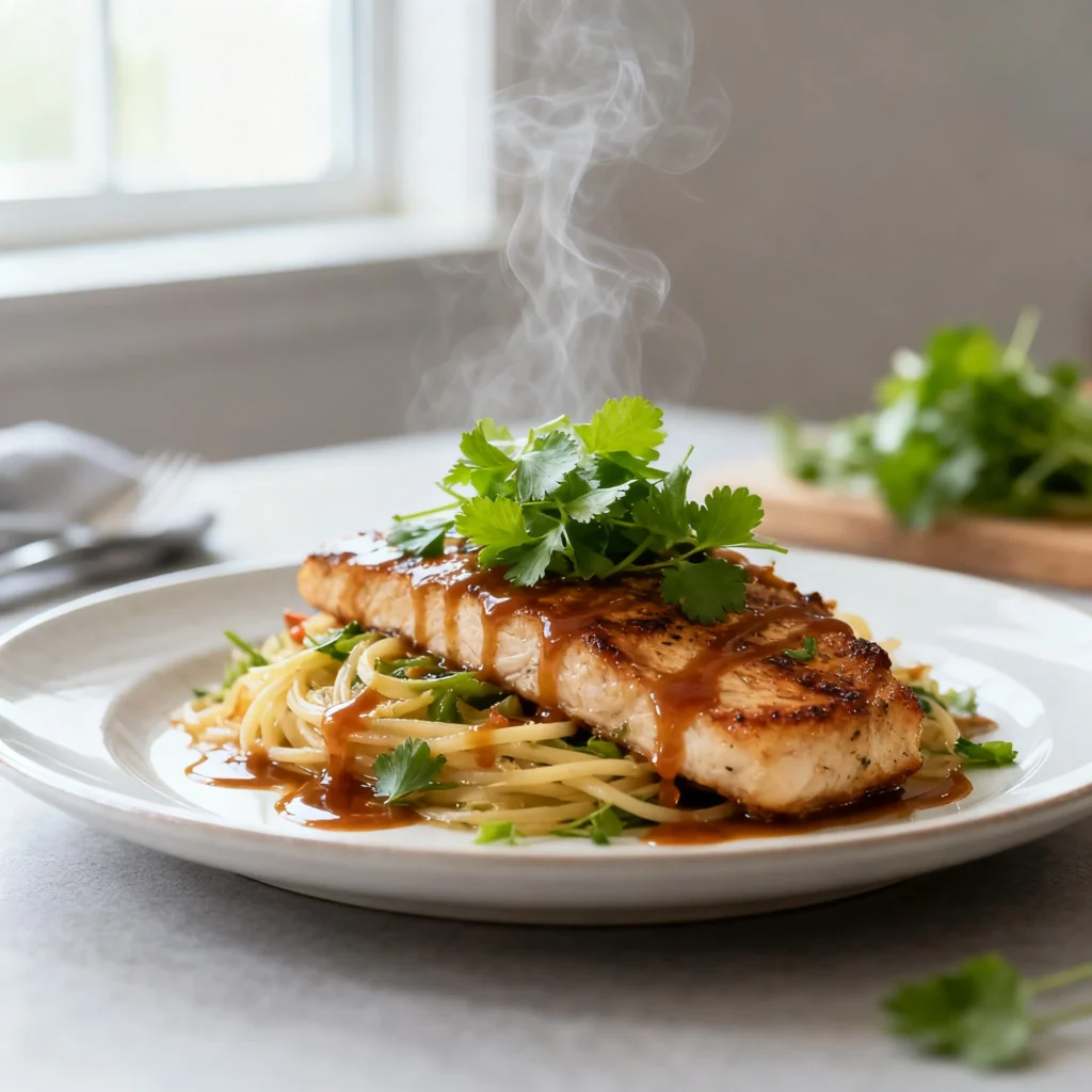 creation 2497517750 - Meatless Monday Recipe: Grilled Salmon with Garlic Noodles