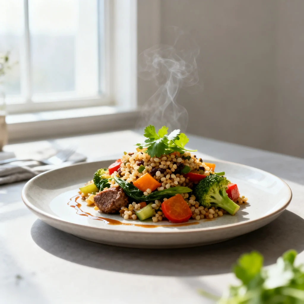 creation 2497569440 - Easy Weeknight Dinner: Couscous with Veggies and Grilled Beef