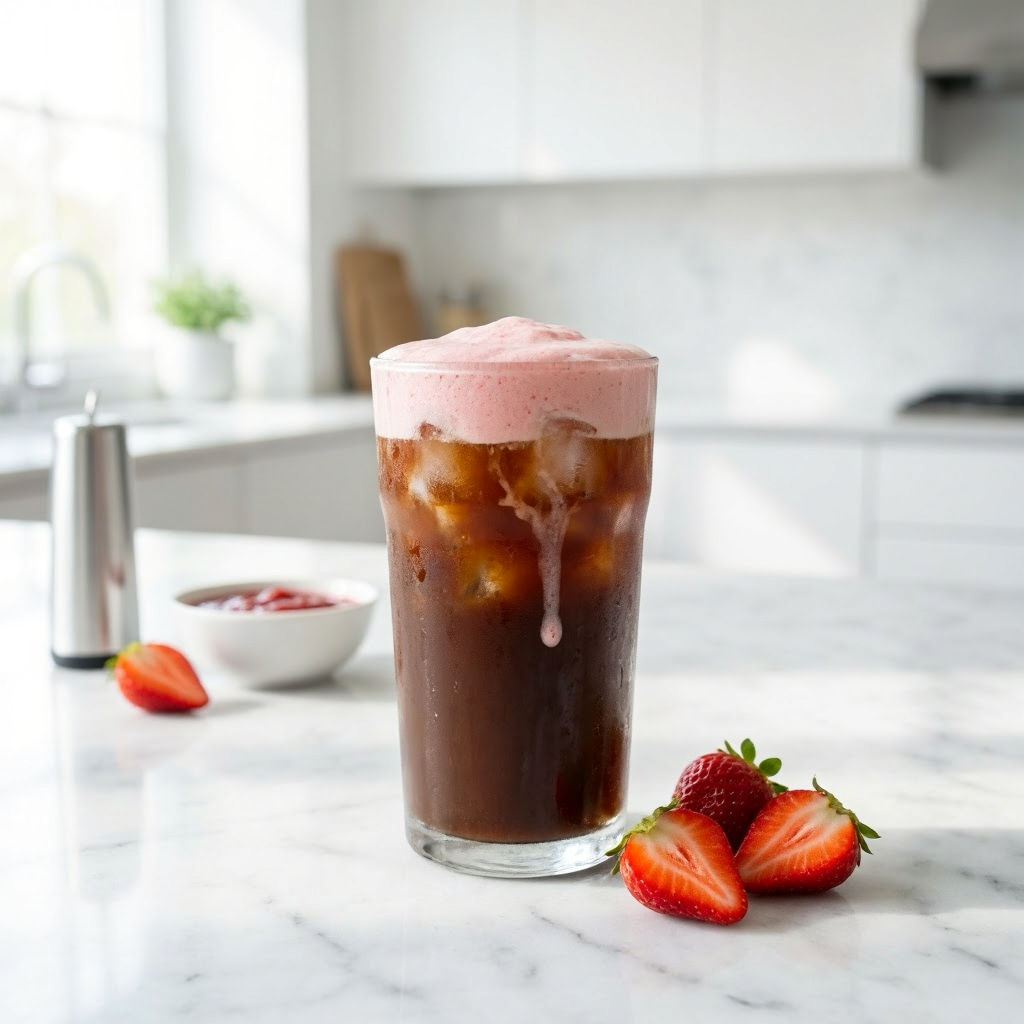 Max a Realistic blog style - Homemade Strawberry Cold Foam: The Easy Café-Style Topping for Iced Coffee