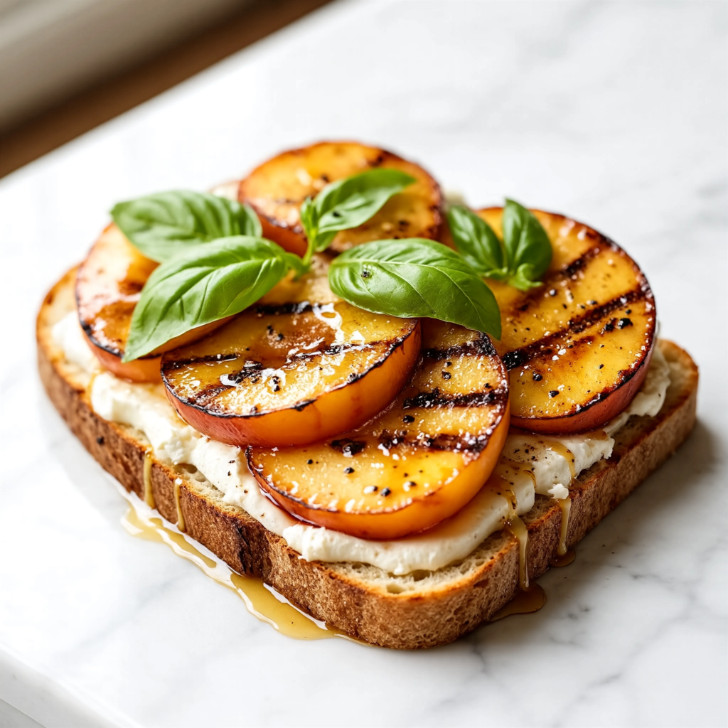 reve v1.5 a Create a high resolu - Grilled Peach Burrata Toast: The Easy Summer Toast That Feels Gourmet