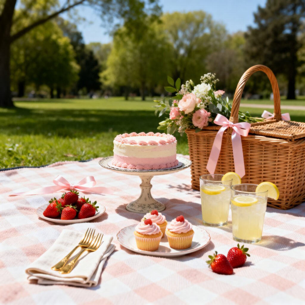 Cute Cake Picnic Ideas for a Dreamy Outdoor Dessert Party 1 seedream 4 high res fal a Vertical Pinterest s 4 - Cute Cake Picnic Ideas for a Dreamy Outdoor Dessert Party