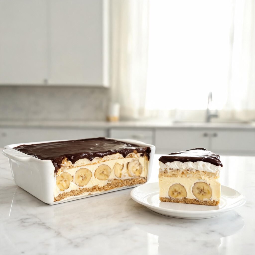 seedream 5.0 lite a Vertical Pinterest s 8 - No-Bake Banana Pudding Éclair Cake: The Creamy Layered Dessert Everyone Loves